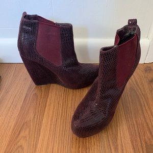 Maroon platform booties